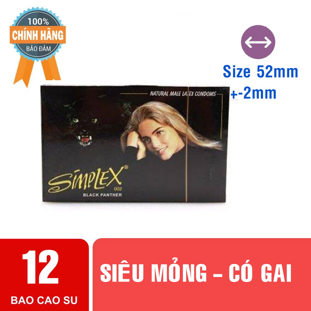 Bao cao su Simplex Báo Đen kéo dài quan hệ, gai li ti - Hộp 12 bao