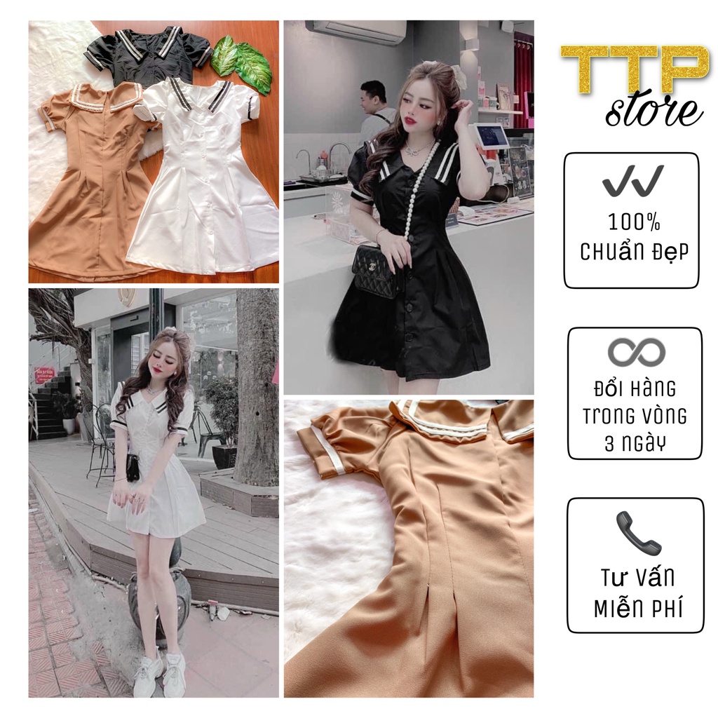 ĐẦM VÁY ĐŨI THỦY THỦ QC THIẾT KẾ - ĐẦM XÒE NHẸ TAY PHỒNG VIỀN CỔ - ĐẦM VÁY NỮ TTP STORE