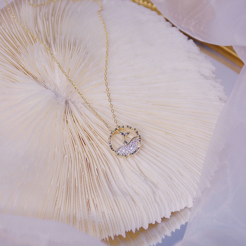 Vòng cổ Hình Đuôi Cá Mạ Vàng 14K Đính Đá Zircon Sang Trọng