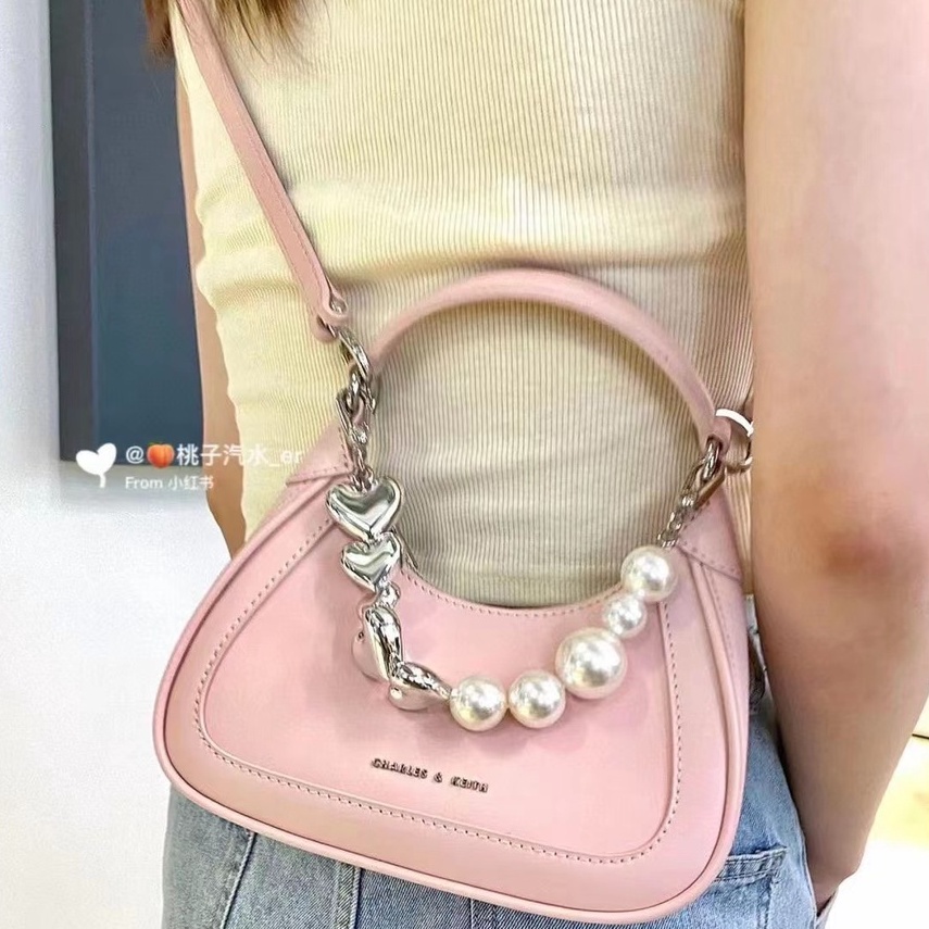 Túi Xách Nữ Phong Cách Mới SL6-80781922 Túi Đeo Chéo Da Bò Đính Ngọc Trai Hình Trái Tim Xinh Xắn Thời Trang Cho Nữ