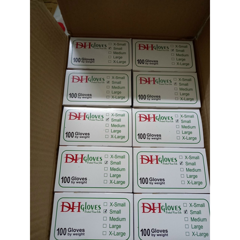 Hộp 50 đôi (100 chiếc) Găng tay cao su y tế ĐH Glove Latex , có bột chính hãng Có Bột Màu Kem 5.0gr - Size S,M,L