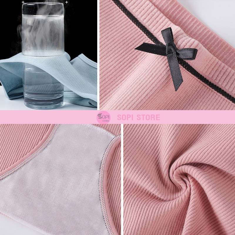 Quần lót nữ dễ thương gân tăm đính nơ, quần chip nữ kiểu Nhật thoáng khí QLH2 - Sopi Store | BigBuy360 - bigbuy360.vn