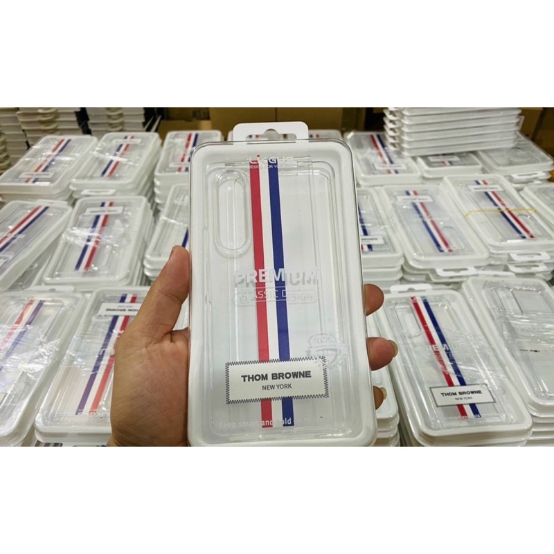 Ốp lưng samsung galaxy Z Fold 3 / Z fold 4 siêu trong suốt in sọc màu kiểu dáng Thom Browne