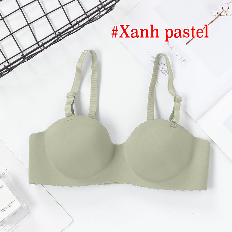 Áo lót cup ngang su non không gọng màu pastel siêu mềm mịn đệm bàn tay 2cm