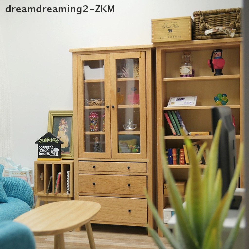 [Dreaming] Mô Hình Tủ Sách / Tủ Tivi / Tủ Kính / Tủ Nội Thất Trang Trí Nhà Búp Bê [zkm]