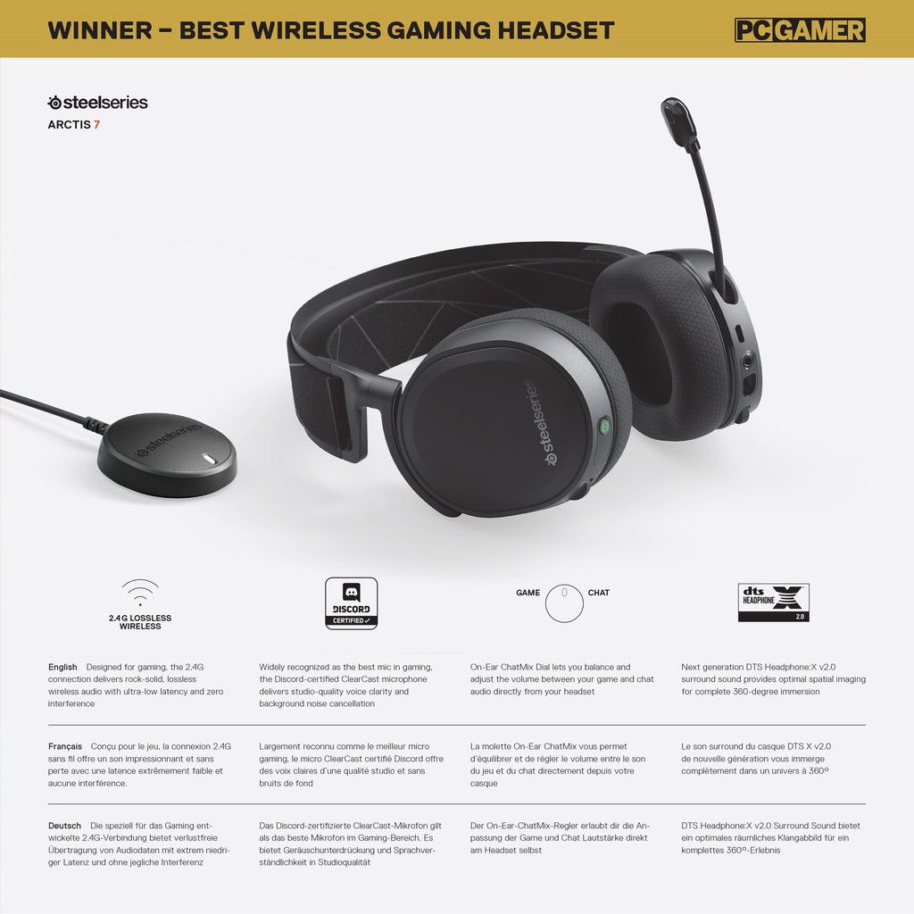 Tai nghe Steelseries Arctis 7 Wireless Gaming DTS Headphone:X v2.0 Surround sound | WebRaoVat - webraovat.net.vn