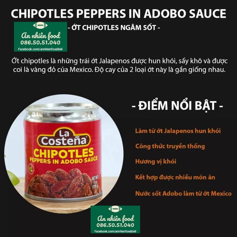 Sốt Ớt Mexico Chipotles La Costena Peppers Adobo