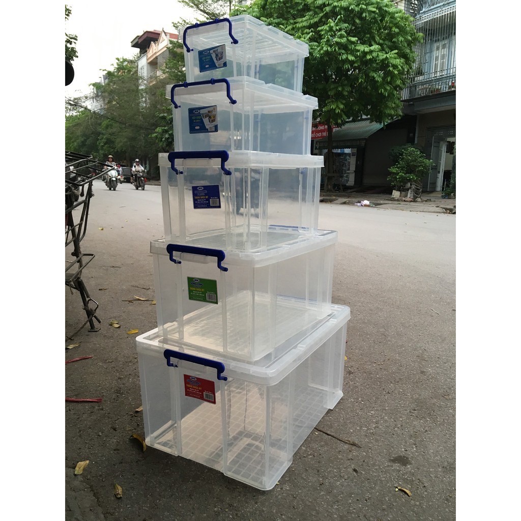 Thùng nhựa cứng mica Song Long chữ nhật / thùng đựng đồ freeship