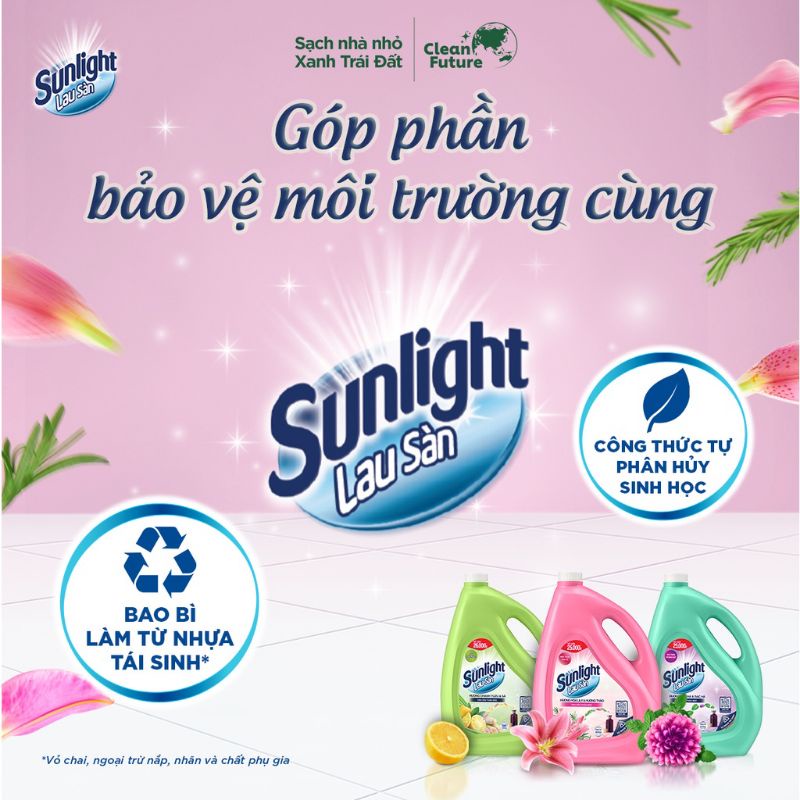 Can Nước Lau Sàn Sunlight Tinh Dầu Thiên Nhiên Hương Hoa Lily 3.8kg
