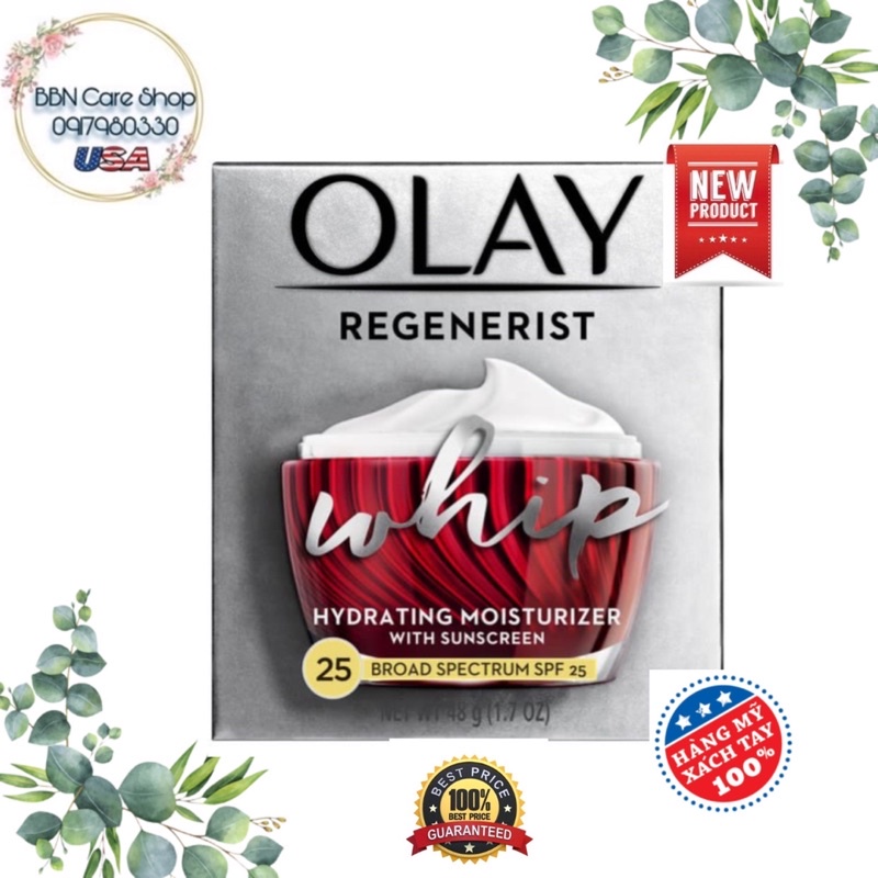 Kem chống lão hóa Olay Regenerist Whip SPF25 Hàng USA -Kem Dưỡng Da chống lão hóa OLAY REGENERIST WHIP 48gr