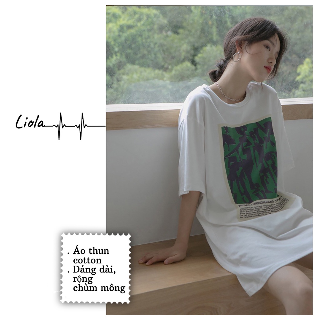 Áo Váy | Áo Thun Cotton Dáng suông Dài Cực Mát Mịn In Hình Trẻ Trung Năng Động | LIOLA