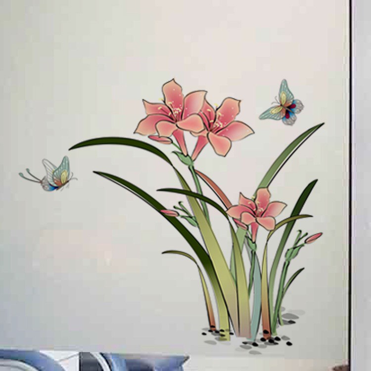 Decal trang trí Kính Cao Cấp - Hoa Ly Đỏ ( 60x58 )