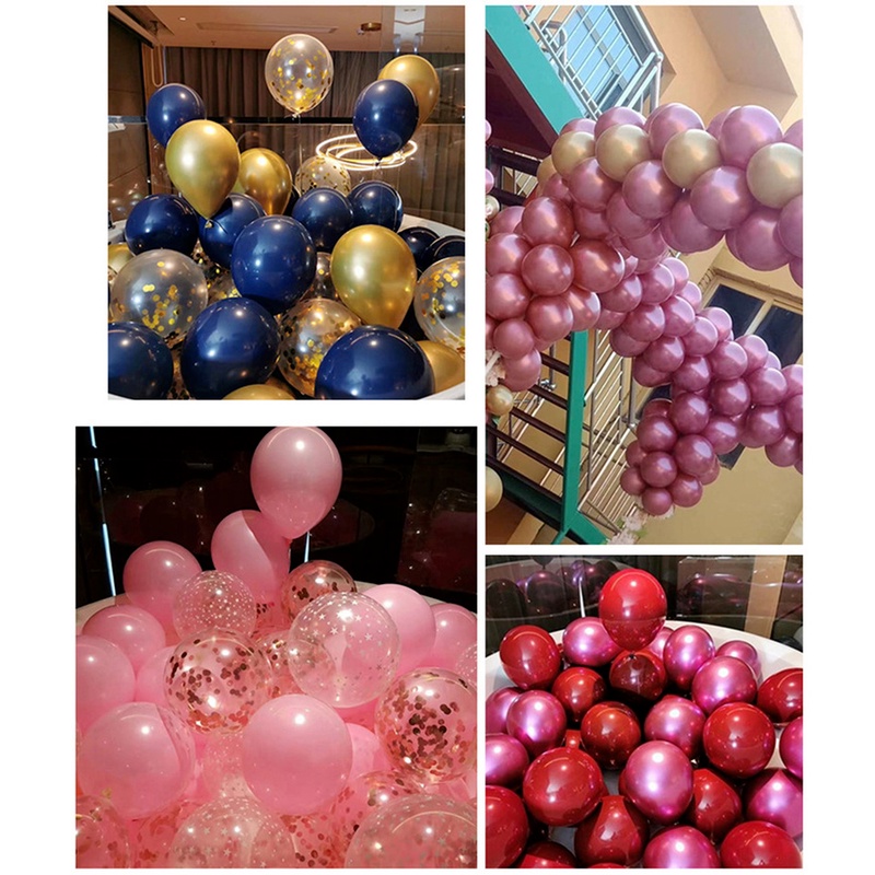 Set 5 Bong Bóng 12 Inch Mạ Chrome Trang Trí Tiệc Sinh Nhật Nhiều Màu Sắc