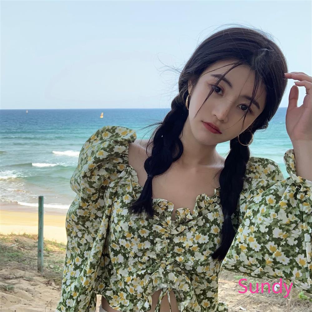 Áo Sơ Mi Tay Dài Cổ Chữ V Họa Tiết Hoa Thời Trang Mùa Thu Cho Nữ