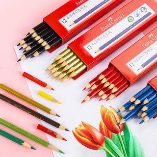 Readystock Bút chì màu Đức Faber-Castell 12 bút Màu dầu Số chuyên nghiệp Vẽ tay Stellerite 72 399 Màu Đen Đỏ