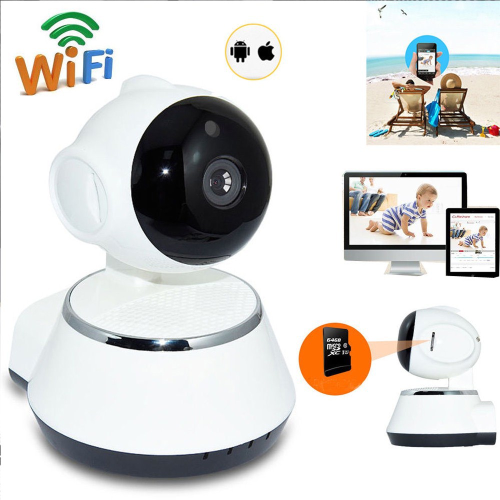 Camera an ninh CCTV không dây kết nối wifi có thể xoay được, độ phân giải 720p, hỗ trợ quay ban đêm