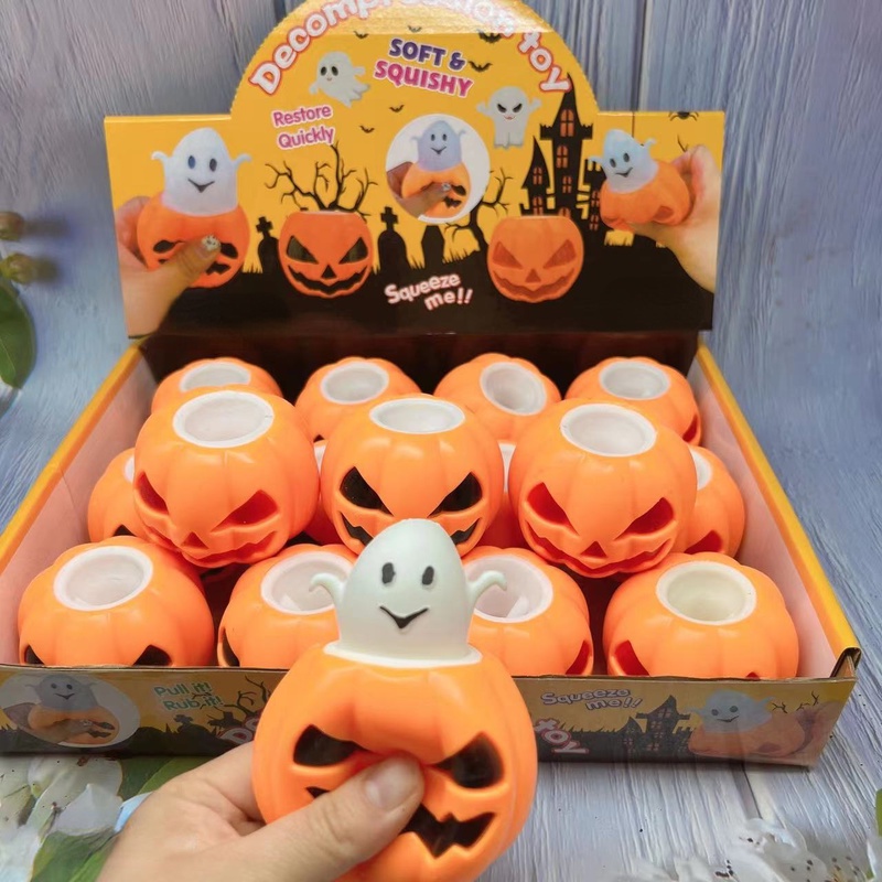 Đồ Chơi Bóp Mềm Hình Ma Bí Ngô Màu Sắc Ngẫu Nhiên Dùng Để Trang Trí Halloween