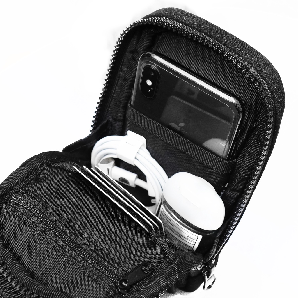 FRONT The Rook Mobile Pouch D421 - BLACK - M ♟ Túi điện thoại cao cấp FRONT D421 đen vải Neoprene
