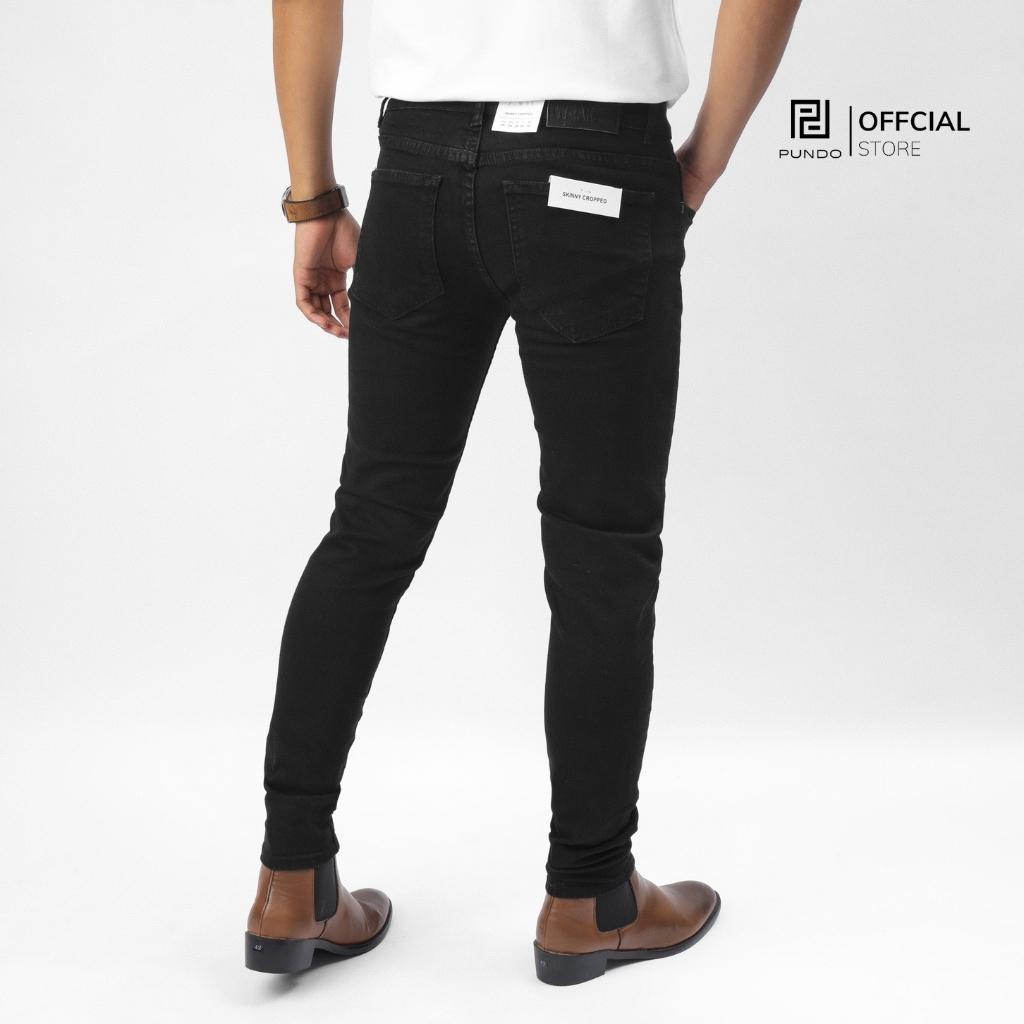 Quần jean dài nam màu đen trơn rách dễ phối chất cotton jean cao cấp PUNDO QJPD04