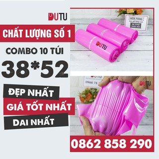 [SIÊU TỐC] 10 Túi Gói Hàng Quần Áo Có Sẵn Băng Keo Tiện Lợi, Siêu Tiết Kiệm Màu Hồng Size 38*52