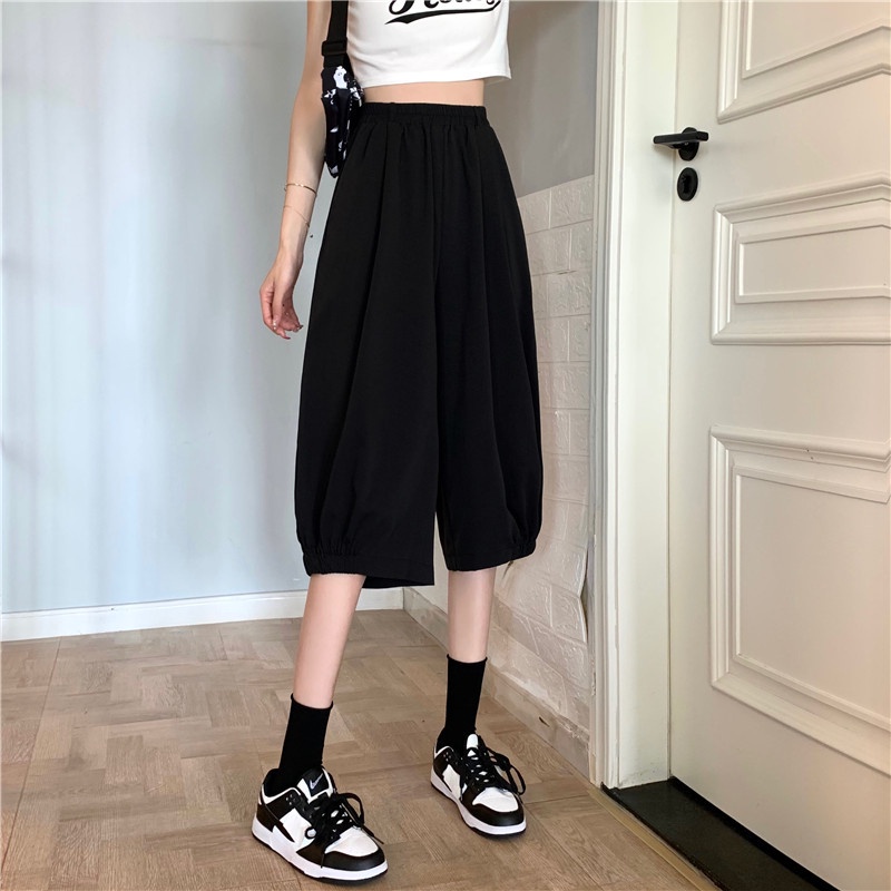 SUXI Mới Quần ngắn ống rộng Lưng Cao Phong Cách Hàn Quốc Dành Cho Nữ
