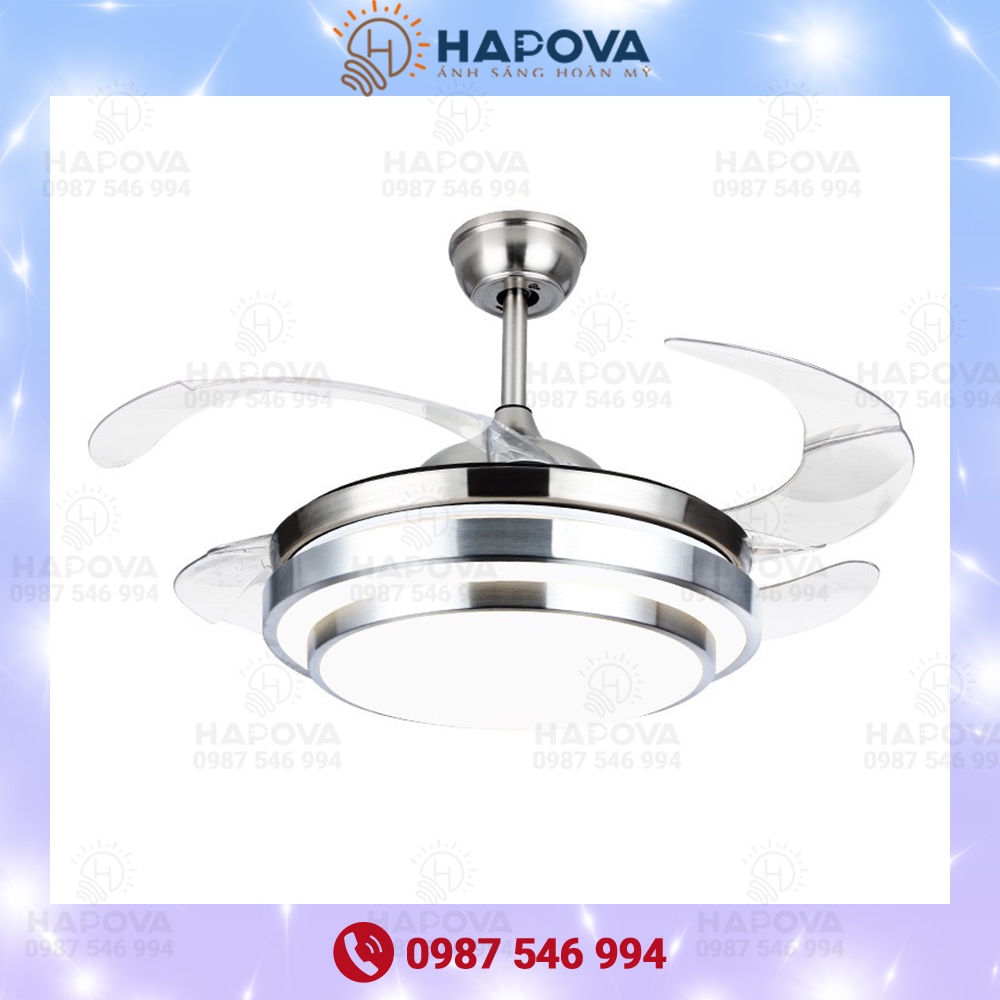 Quạt trần đèn, quạt trang trí phòng khách HAPOVA CROWIT 8060 + Tặng kèm khiển