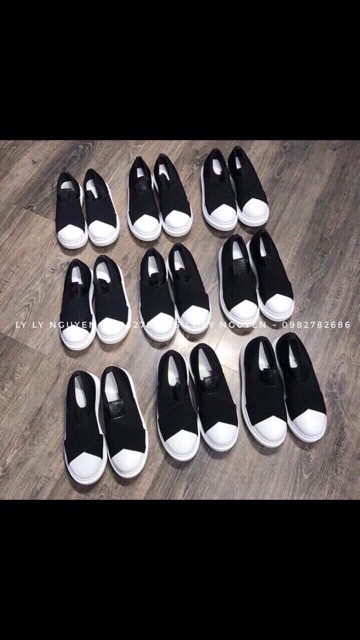 Giày thể thao lười mũi chéo chun