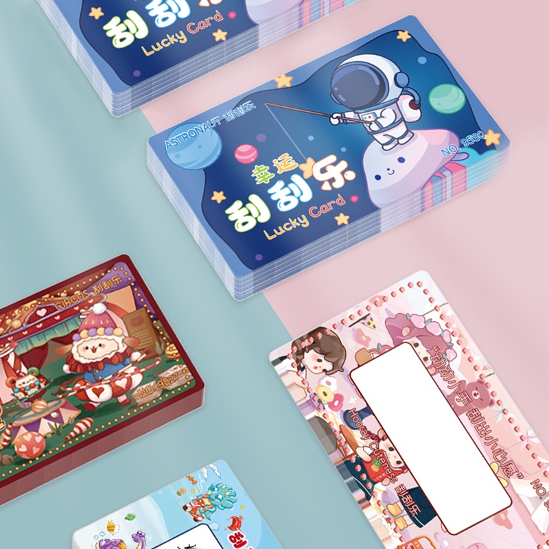 Set 20 Tấm Thẻ Cào Họa Tiết Hoạt Hình Dễ Thương Dành Cho Học Sinh