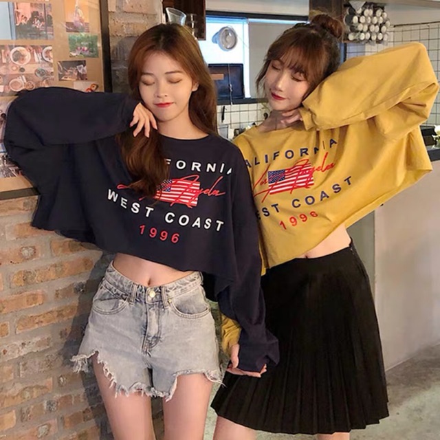 Áo croptop cờ Mỹ dài tay KAN0819