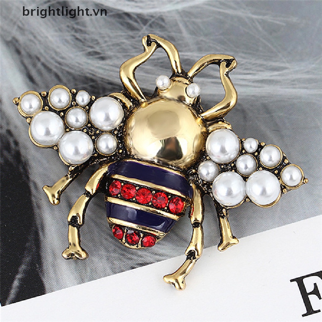 Cài Áo Hình Con Ong Đính Đá Pha Lê Phong Cách Vintage