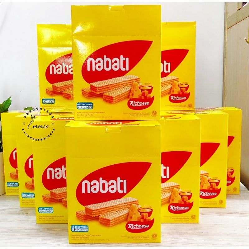 Hộp 20 thanh Bánh Xốp Phô Mai Richeese Nabati Cheese Cream Wafer 320g(20 thanh x 16g)Socola 320g