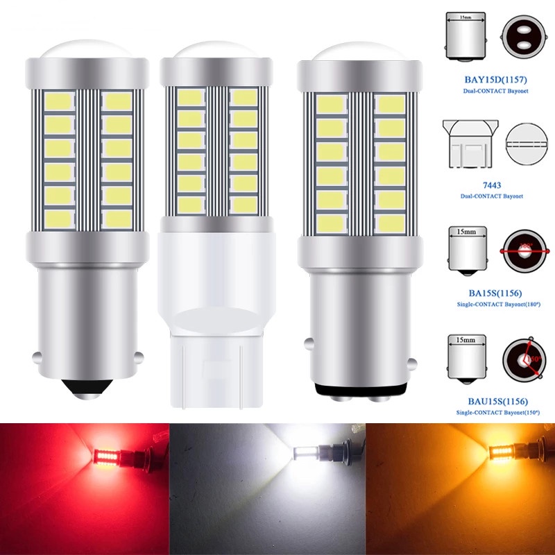 1 Đèn led Phanh Xe Hơi T20 7443 1156 BA15S 1157 BAY15D 5630 5730 33 Smd 12V