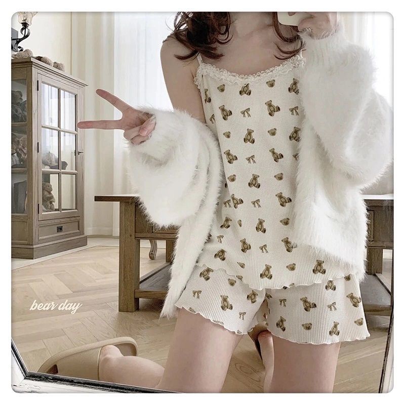 Set Đồ Hai Món Phối Ren Dễ Thương Thời Trang Cho Nữ