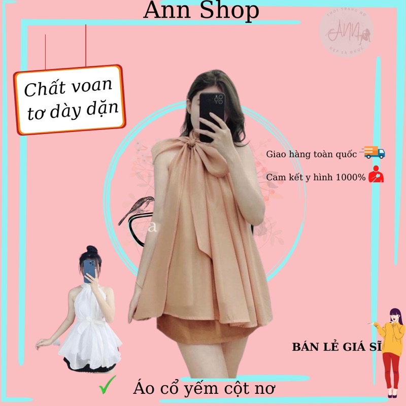 Áo sát nách cột nơ - chất voan tơ mềm mịn, dày dặn- siêu đẹp- giá sĩ đẹp- ANN9399