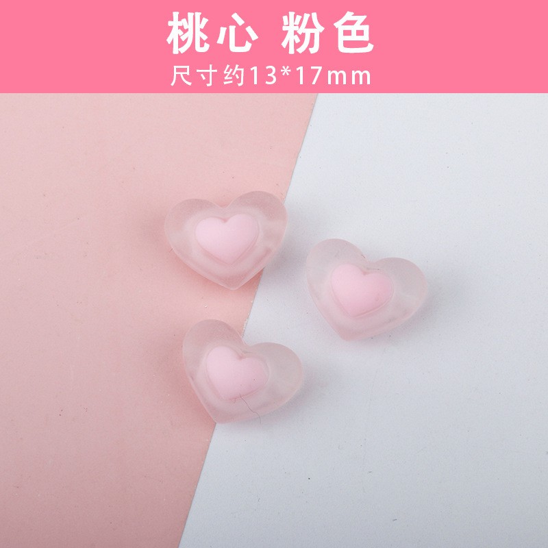 Bộ 15 hạt xỏ lỗ làm từ nhựa trong suốt 17mm hình trái tim làm trang sức thủ công