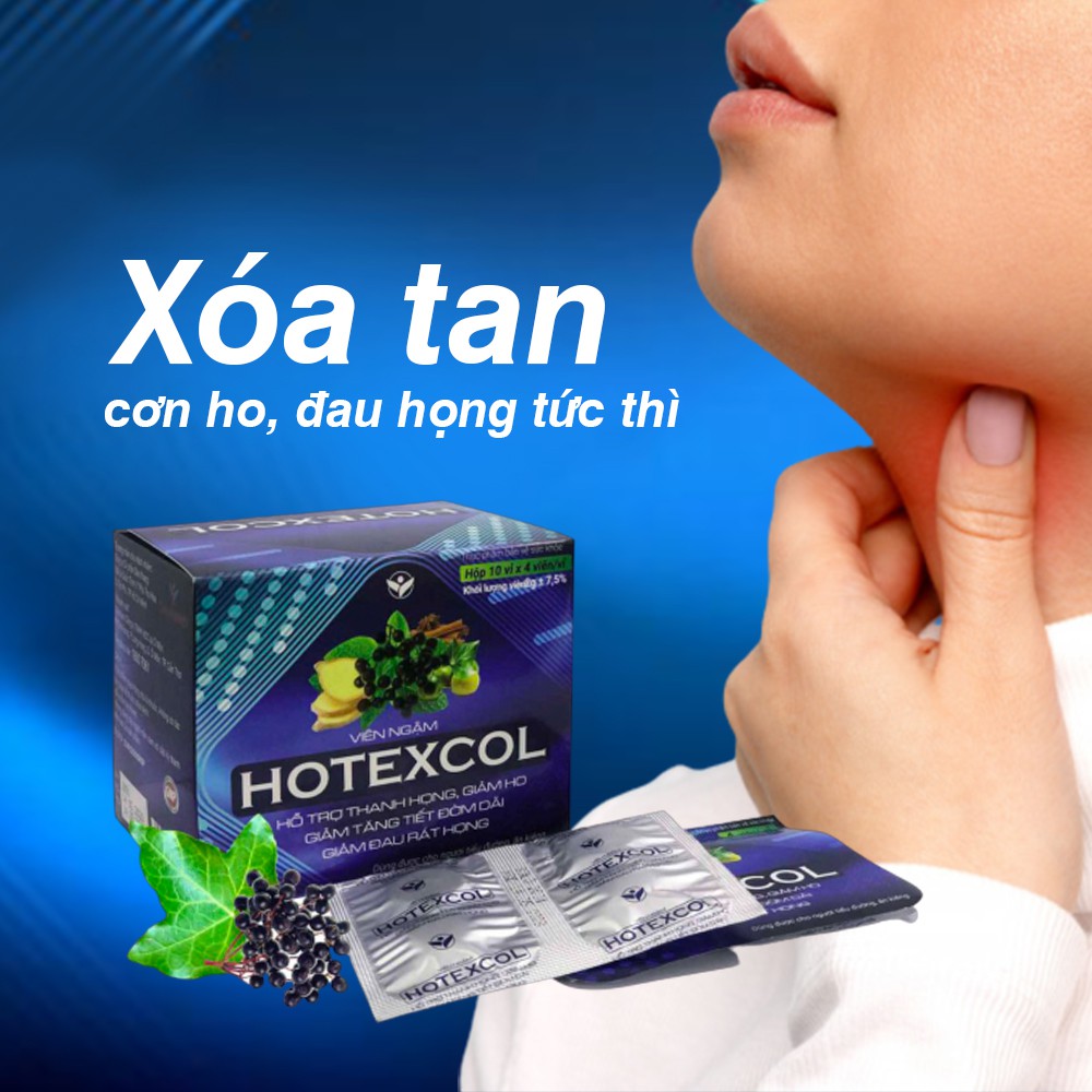 Kẹo Ngậm Thanh Họng Hotexcol Dân Khang Hộp 10 vỉ x 4 viên