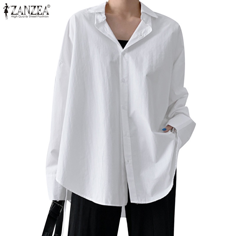 Áo sơ mi ZANZEA tay dài cổ bẻ phong cách Hàn Quốc dành cho nữ