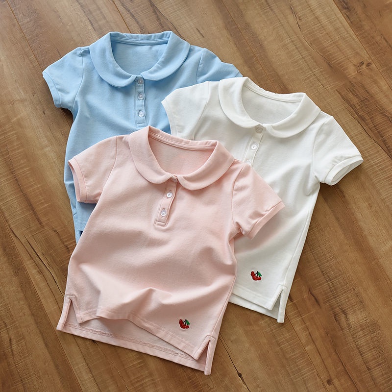 Áo Thun Polo Tay Ngắn Màu Sắc Đơn Giản Chất Liệu Cotton Cao Cấp Thời Trang Mùa Hè Theo Phong Cách Hàn Quốc Cho Bé