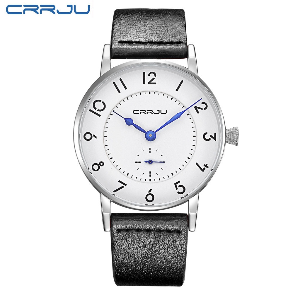 Crrju Đồng Hồ quartz Siêu Mỏng Chống Thấm Nước Với Dây Đeo Da 2112 xl