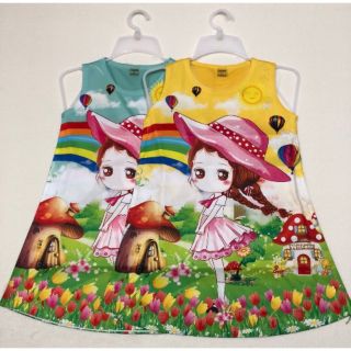 Đầm xuông in hình 3d cho bé gái 14kg - 35kg