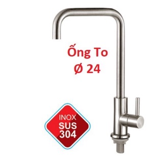 Vòi rữa chén lạnh vuông Inox 304 cao cấp ống phi 24