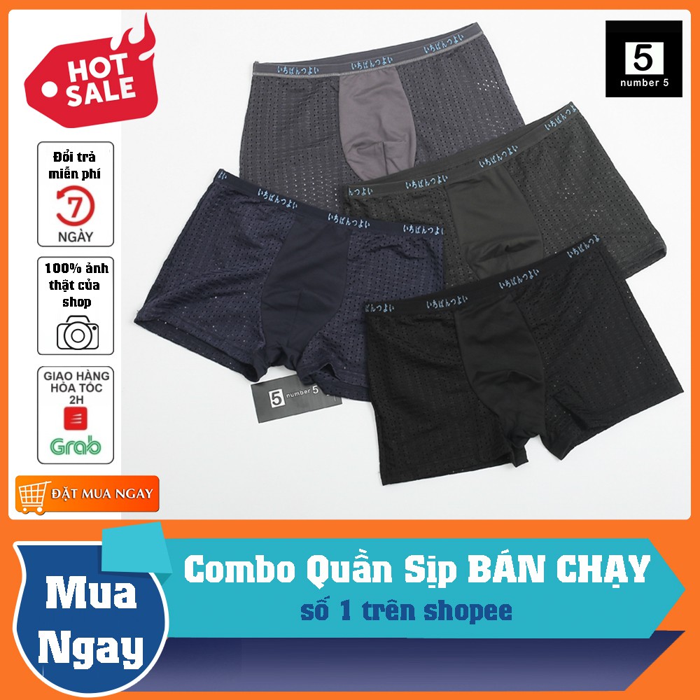 Combo 4 Quần Lót Nam Thông Hơi, Quần Sịp Đùi Nhật Bản Có Size Lớn [4DJ]