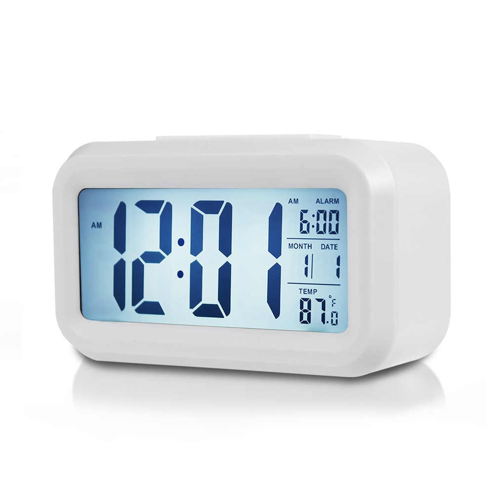 [Kitch]Table Alarm Clock Digital Display Bedroom Temperature Sensor Thermometer Backlight Calendar Portable Snooze