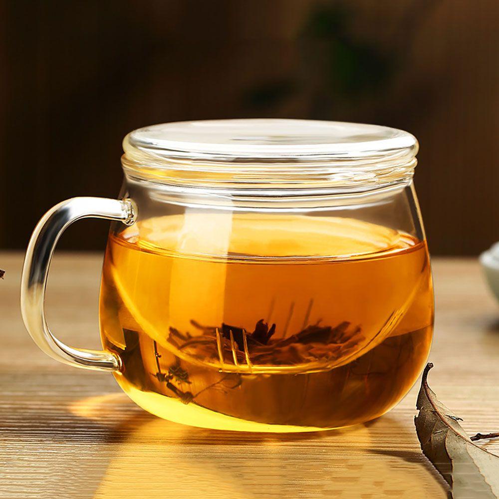 Cốc Thủy Tinh Uống Trà Chịu Nhiệt Độ Cao Có Nắp Đậy Chống Nổ Kiểu Dáng Thanh Lịch