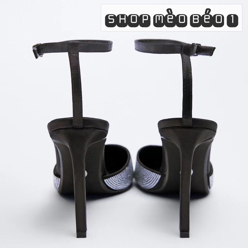 Sandal zara mũi đá nhọn gót nhọn xuất dư fullbox