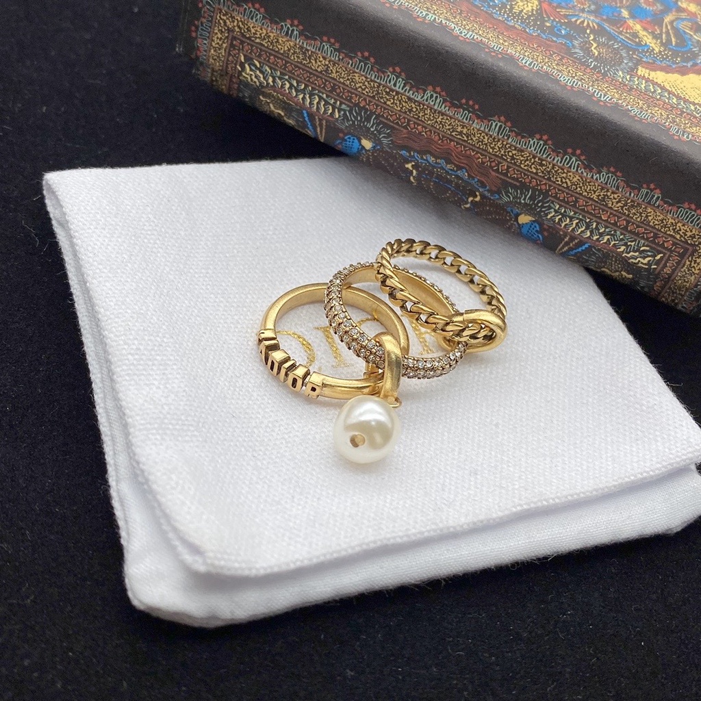 Nhẫn Ba Lớp Họa Tiết Chữ Dior Thời Trang Thanh Lịch Tinh Tế
