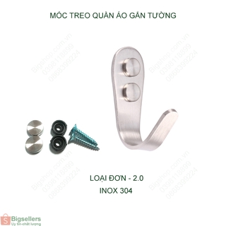 [Bigsellers] Móc treo quần áo bằng inox 304-2.0 có nút bịt đầu vít, loại đơn-đôi tùy chọn