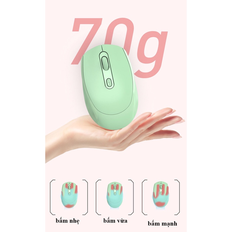 Chuột không dây M107 kết nối Bluetooth 5.1 và không dây 2.4Ghz, KHÔNG TIẾNG ỒN, CÓ THỂ SẠC PIN Chuột Máy Tính