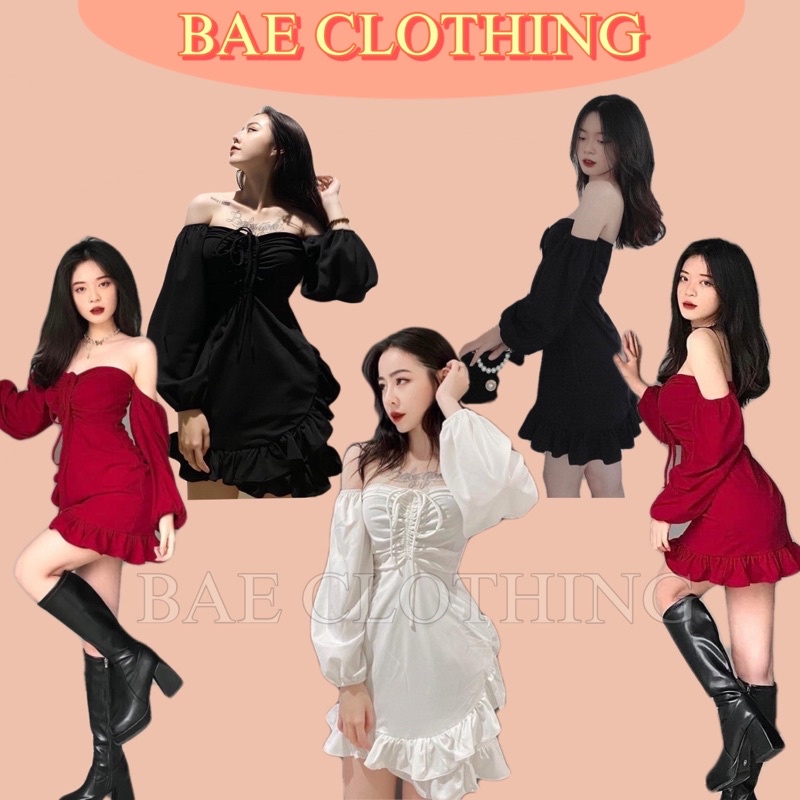 ĐẦM XINH TRỄ VAI TAY DÀI STELLA DRESS thiết kế sau lưng bo chun form ngắn tôn dáng style ullzang diện lễ và tết