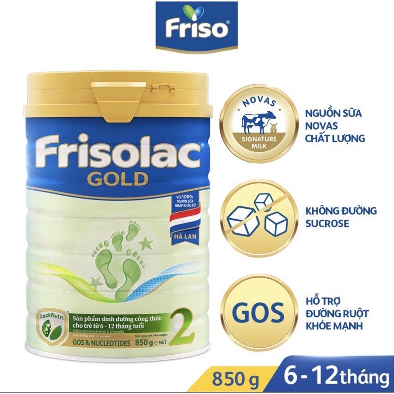 Sữa Bột Frisolac Gold 2 850g Dành Cho Trẻ Từ 6 - 12 Tháng Tuổi ( Có giao hỏa tốc Hà Nội )
